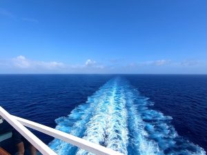 The impressive MSC Seaside wake in the Caribbean.