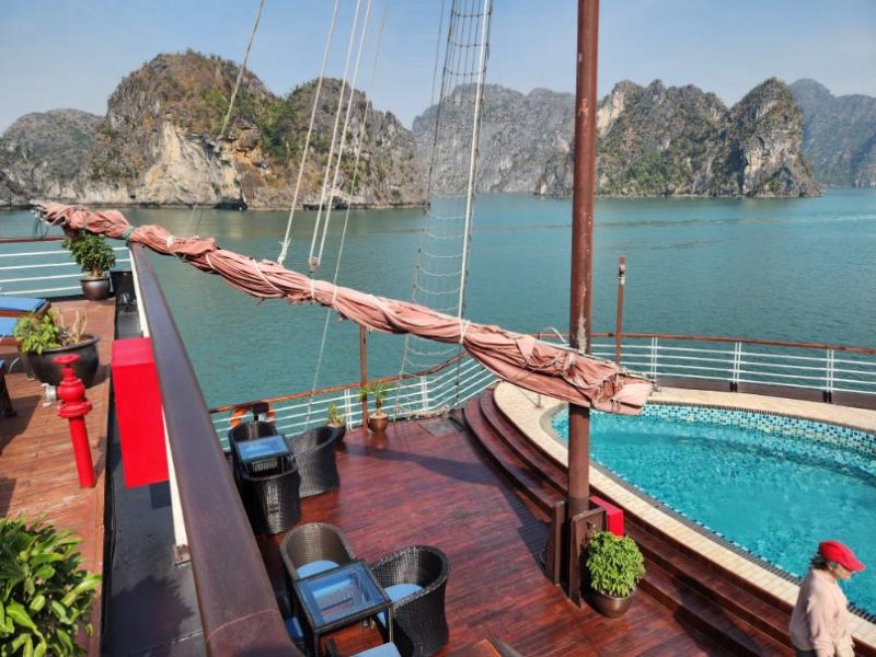 Off the port bow of the Orchid in Ha Long Bay, Vietnam.