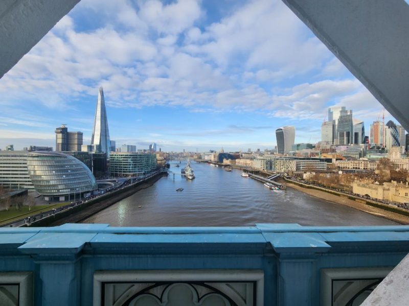 London Thames river from Tower Bridge.