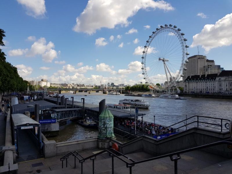 The London Eye from across the Thames River, London