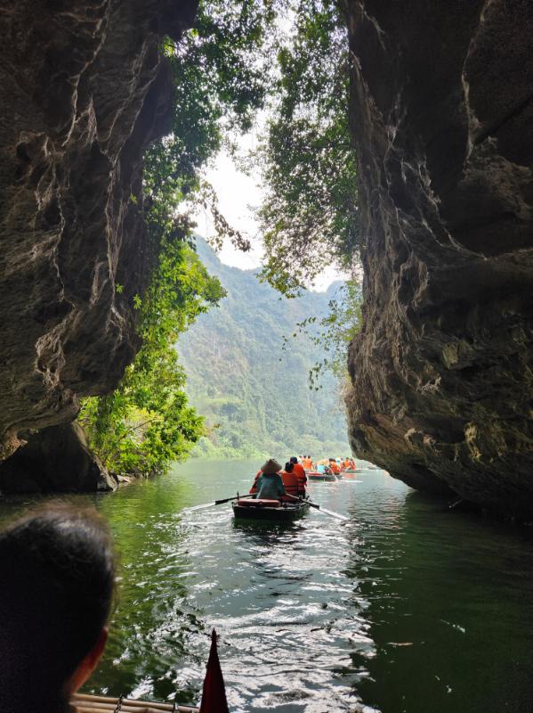 Coming out of Trang An tunnel one in Ninh Binh