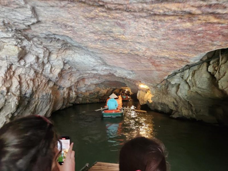 At least one hundred meters under the mountain on river Trang An