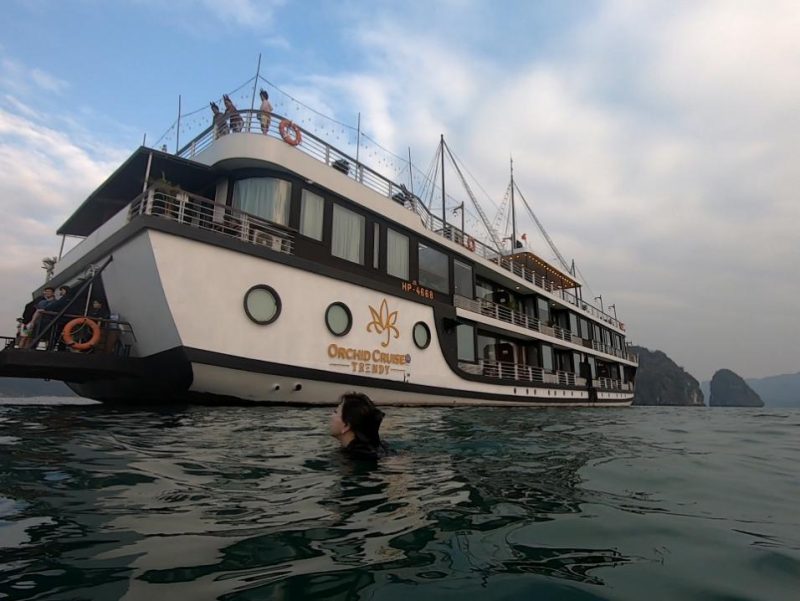 The Orchid Junk from the water in Ha Long Bay.