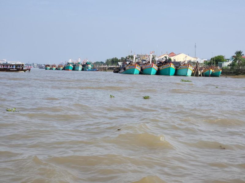 Hundreds of boats along the Mekong River.